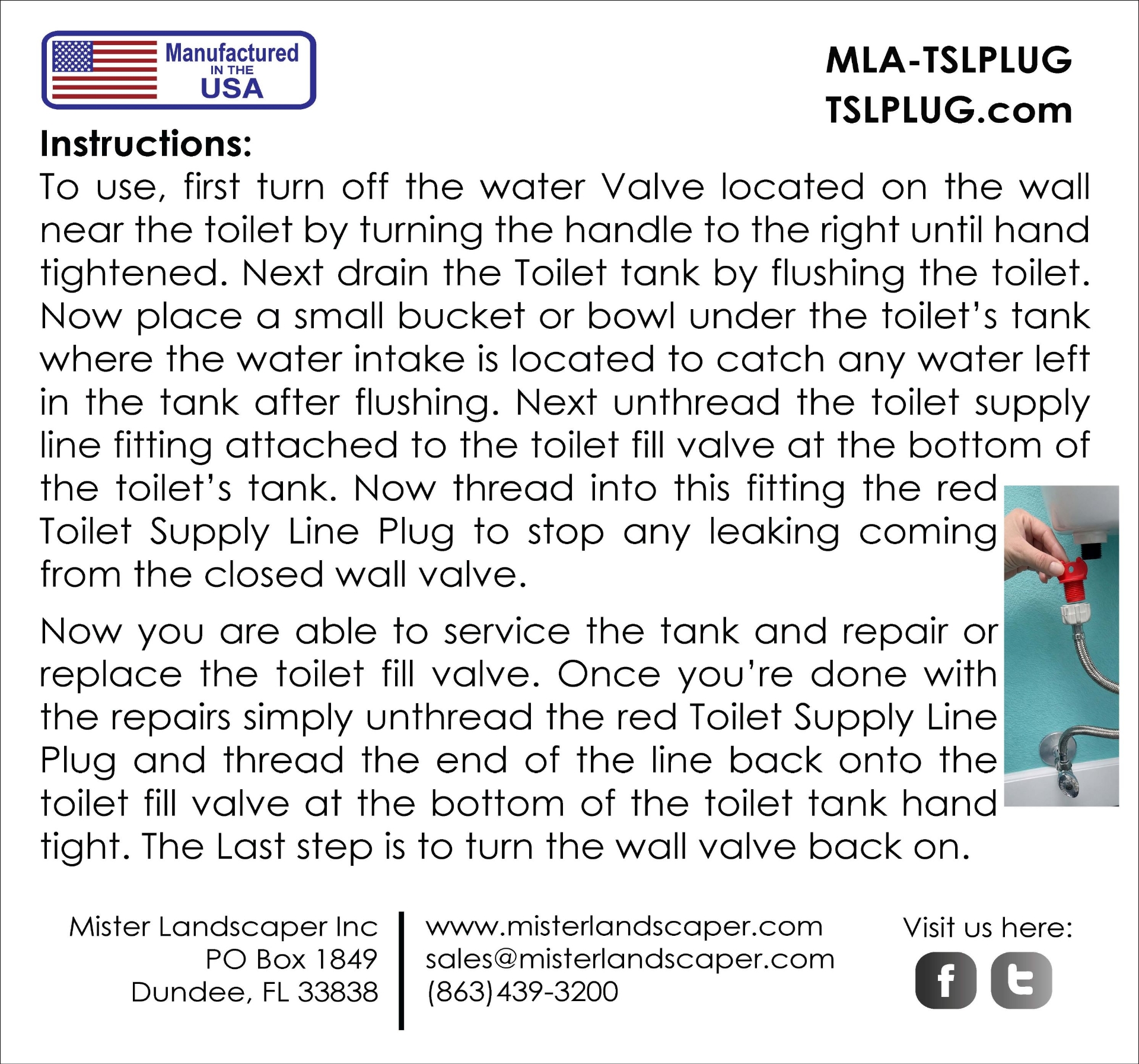 Picture of Toilet Supply Line Plug w 7/8-in Male Ballcock Threads (QTY 1)